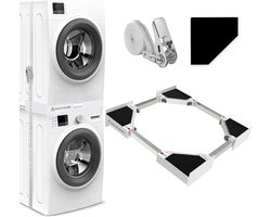 Wasdroger Combinatie - Wasmachine Brack - 46-66cm Breedte - RVS Draagconstructie - Antislip & Trillingsdemper - Ruimtebesparend - Voor Wasruimte