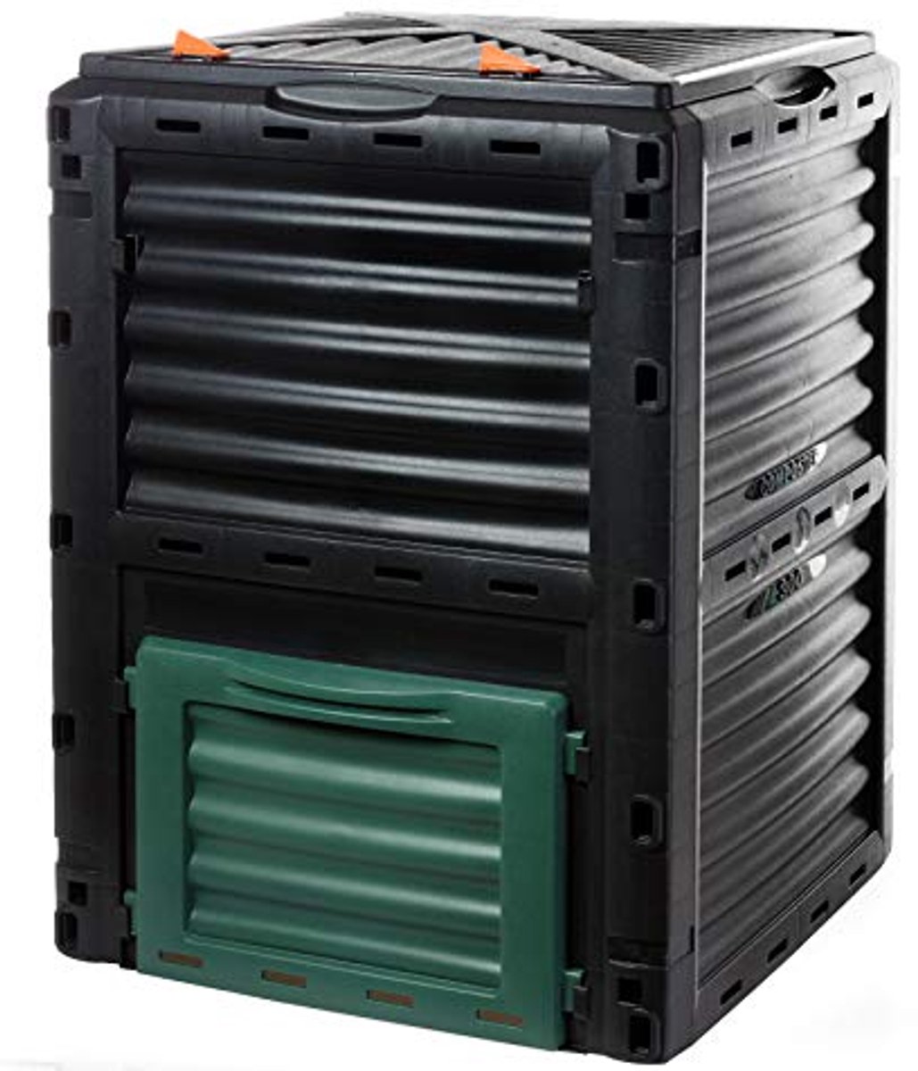 Compostbak 300 liter met klapdeksel - Thermocomposter voor tuinafval en keukenafval, 100% gerecycled kunststof