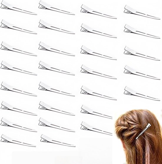 Set de 30 pinces à Pinces à cheveux argentées - Pinces crocodile de 5,5 cm - Pinces à cheveux en métal pour salons de Cheveux - Coiffures Filles à DIY