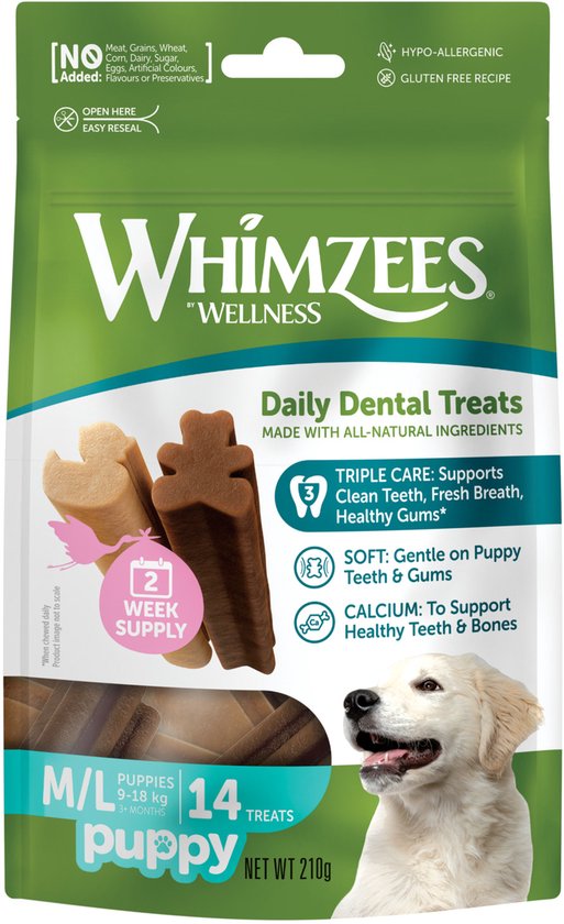 Whimzees Puppy M/L - Kauwsnacks - Hond - 14st