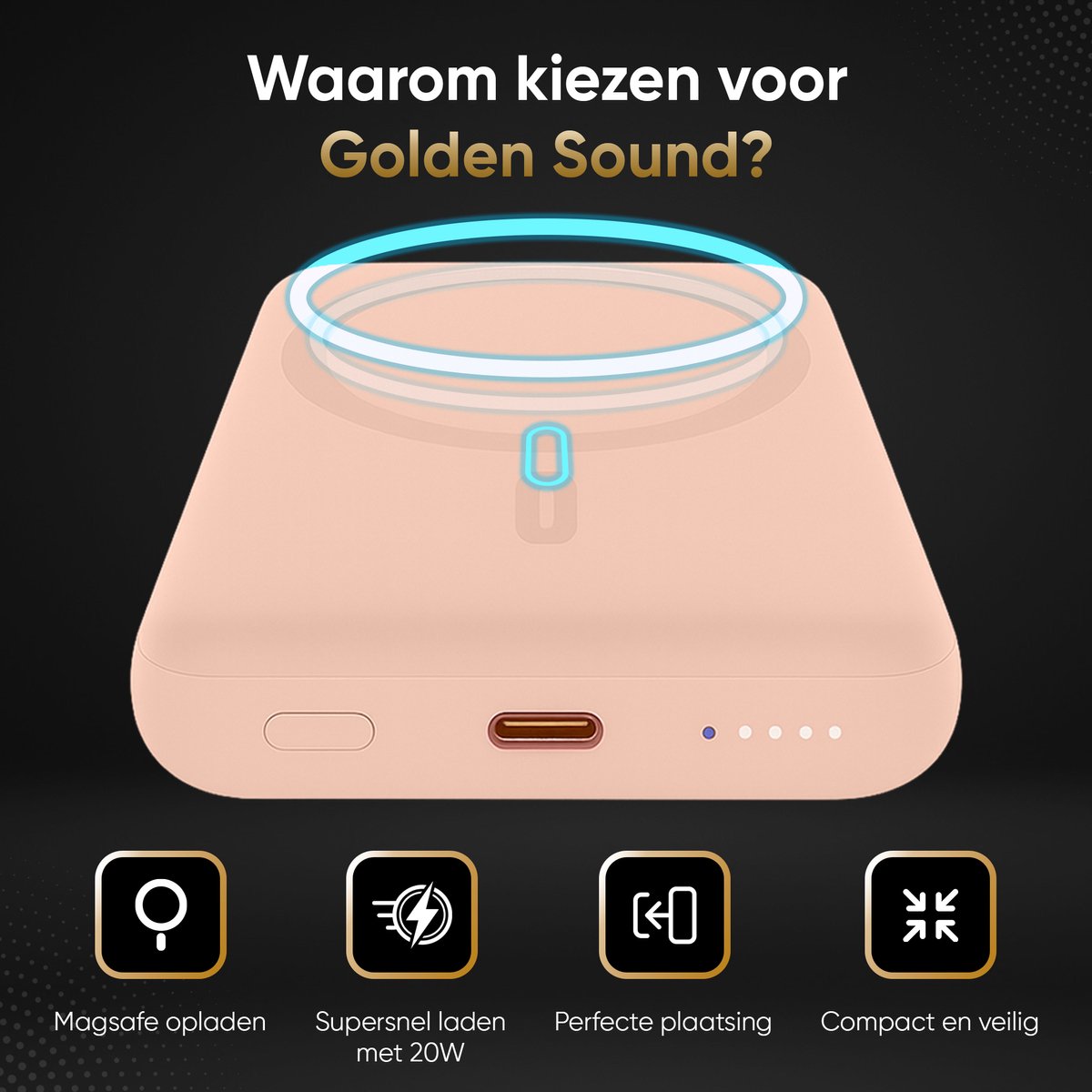 Golden Sound Powerbank 10.000 mAh - Geschikt voor MagSafe - afbeelding 3