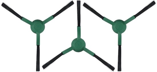 Drie groene stervormige zijborstels met zwarte uiteinden.