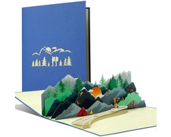 H39AMZ cadeaubon voor wandelen, kamperen, klimmen, uitnodigingskaarten voor wandelvakantie, 3D pop-up reisvoucher voor bergbeklimmers en wandelaars,