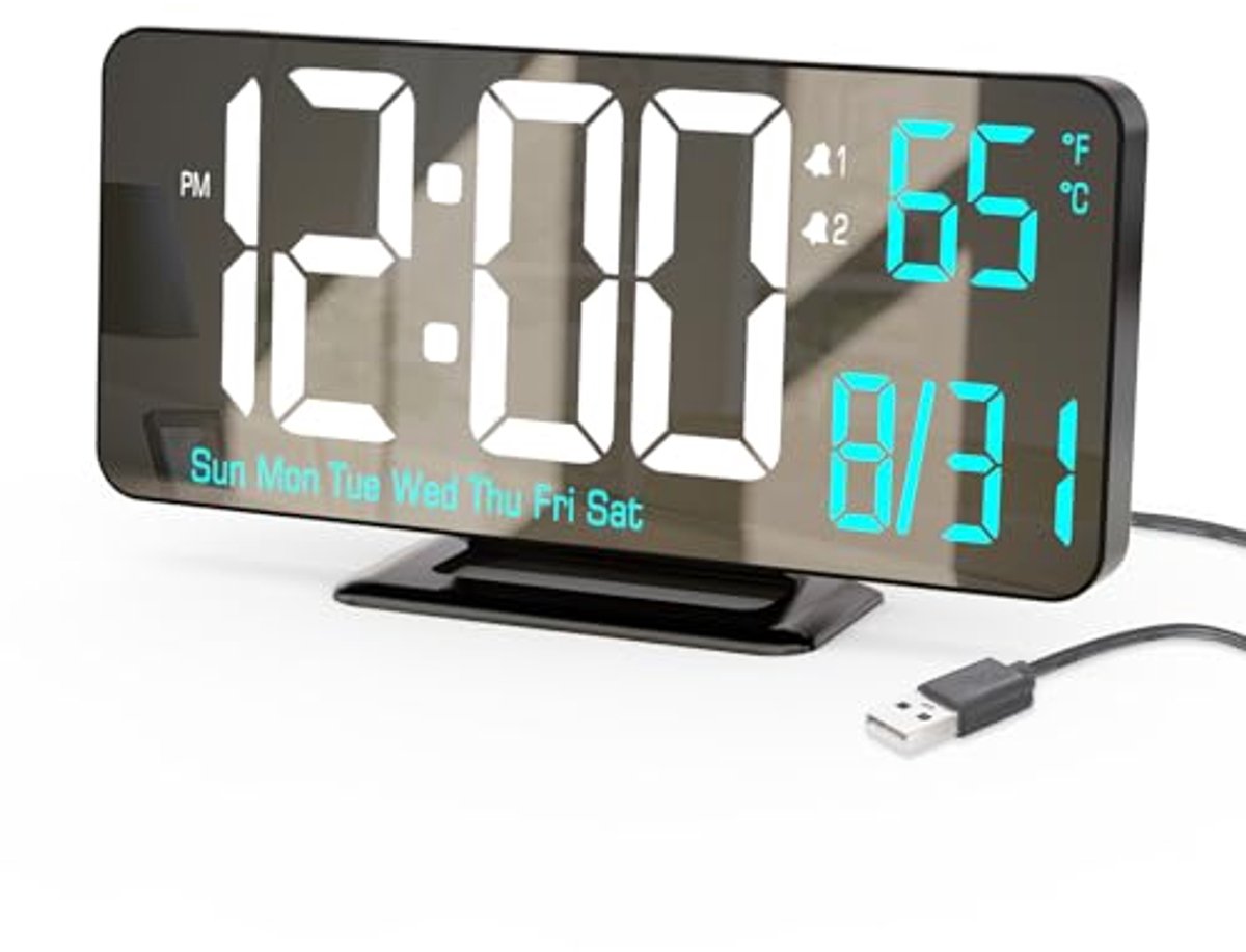 Digitale wekker met dubbel alarm, temperatuurweergave en dimfunctie – Perfect voor slaapkamer en woonkamer