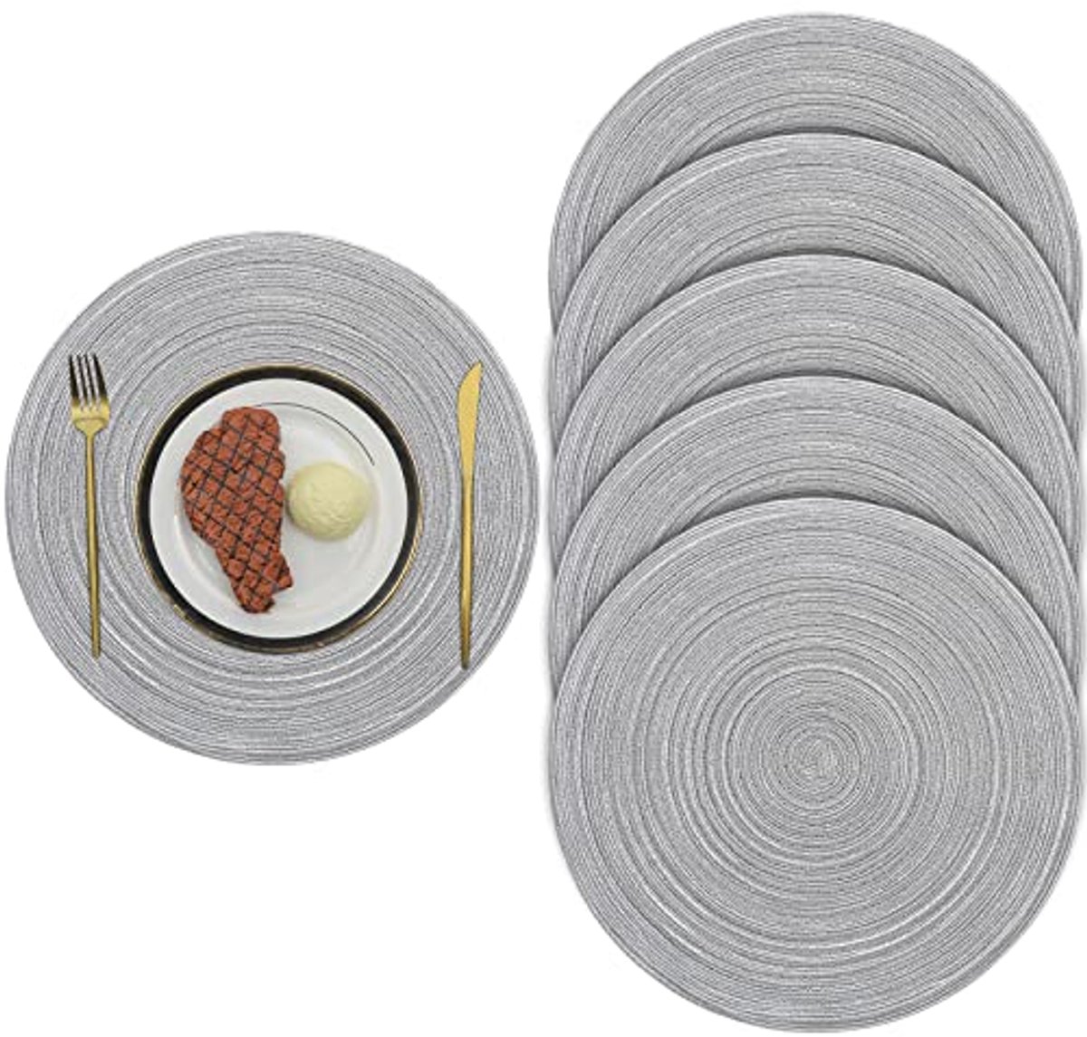 Ronde placemats 38 cm - Set van 6 afwasbaar en hittebestendig