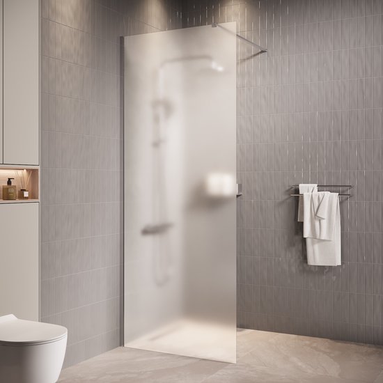Badplaats Paroi de douche Florida 80 cm x 200 cm - Chrome - Douche à l'italienne 8 mm avec verre dépoli