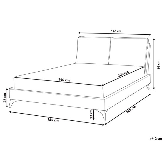 MELLE - Lit double - Beige clair - 140 x 200 cm - Velours côtelé