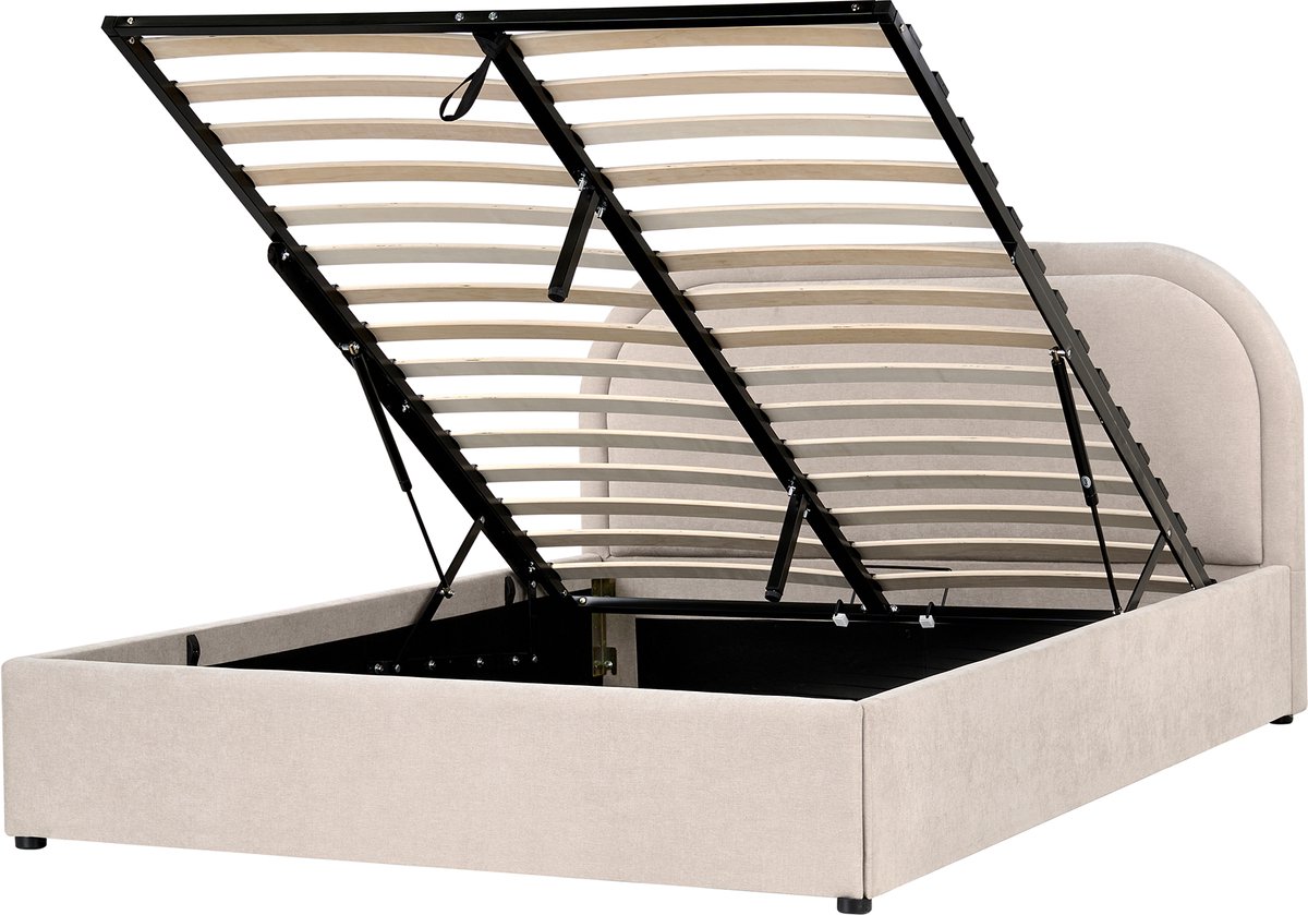 Beliani QUILLIEN - Bed opbergruimte - Lichtbeige - 140 x 200 cm - Polyester