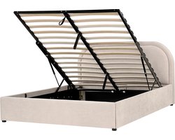 BELIANI QUILLIEN - Bed opbergruimte - Lichtbeige - 140 x 200 cm - Polyester