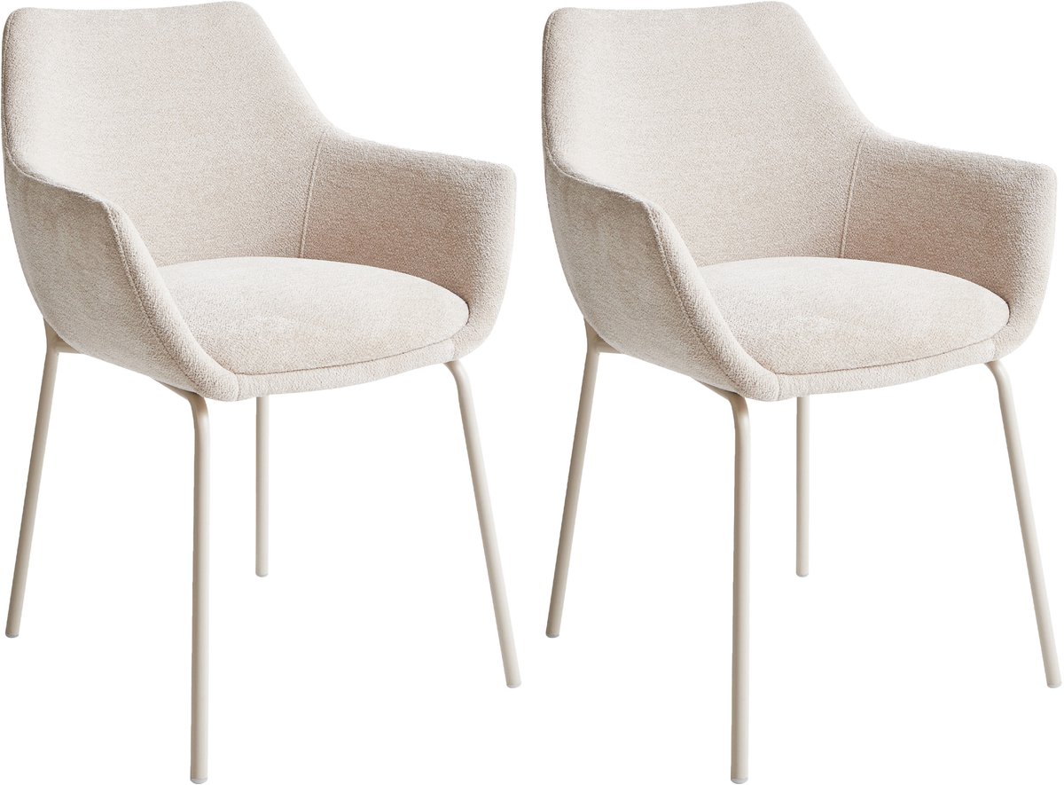 BOWDON - Eetkamerstoel set van 2 - Lichtbeige - Chenille