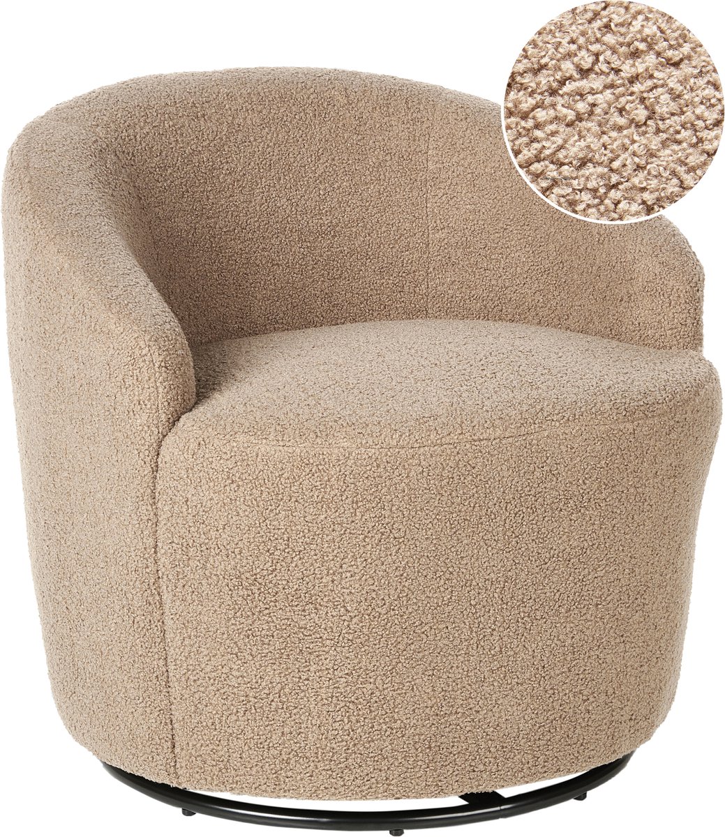 DAVIK - Fauteuil - Taupe - Bouclé