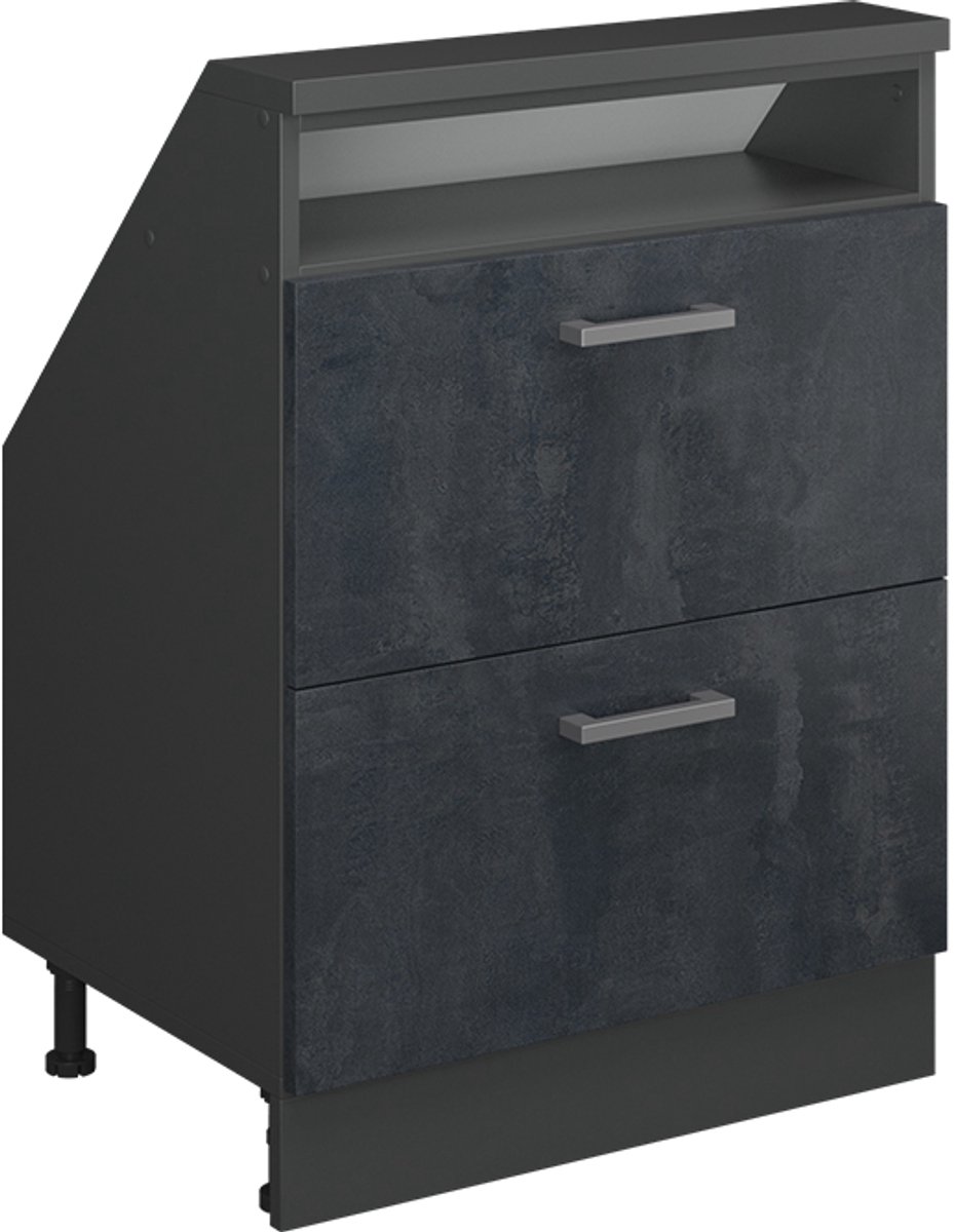 Vicco Rion Kast voor schuine wand – met 2 laden Zwart beton ... - Bol