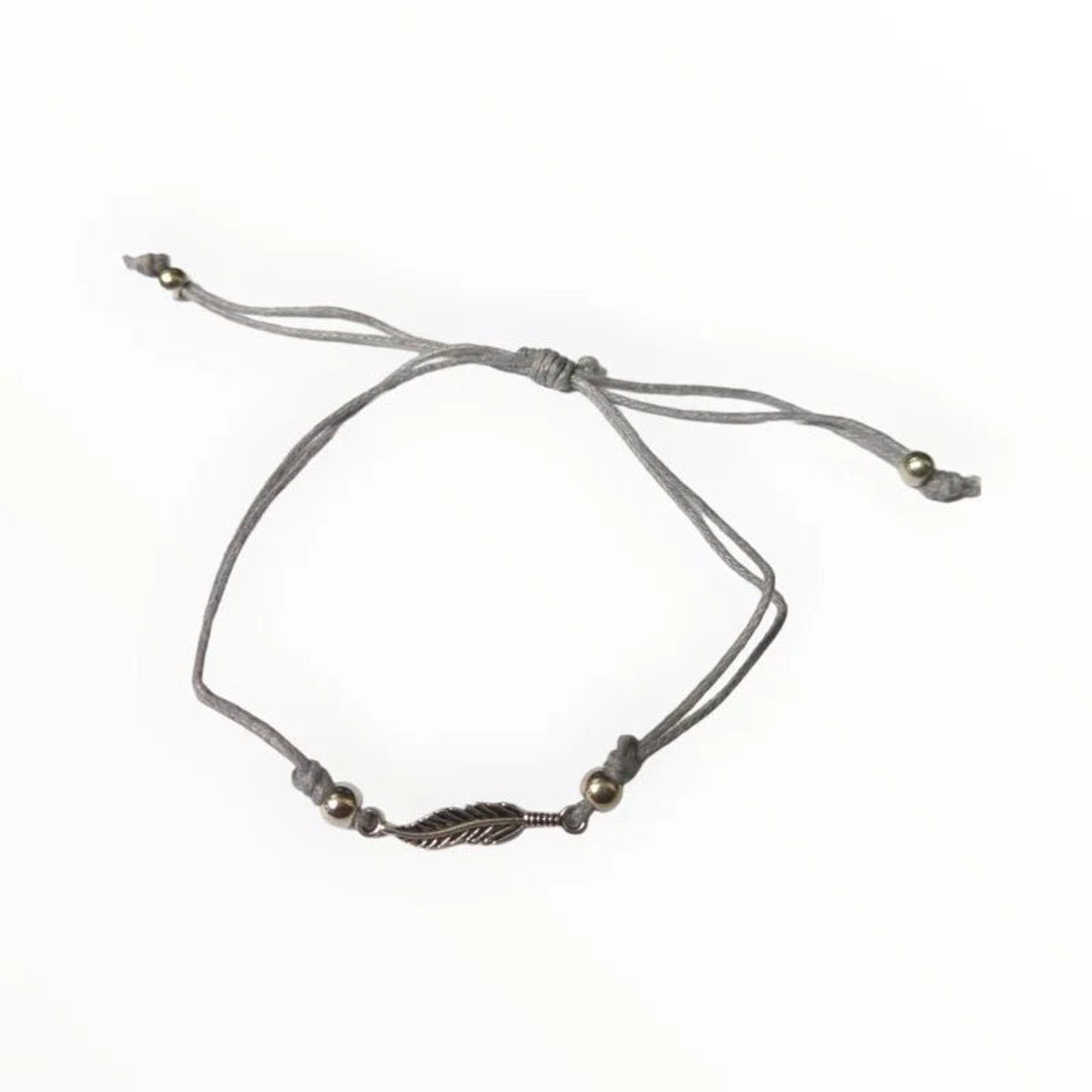 Verstelbare veertjes armband - Zilverkleurig metaal - Grijs - Dames