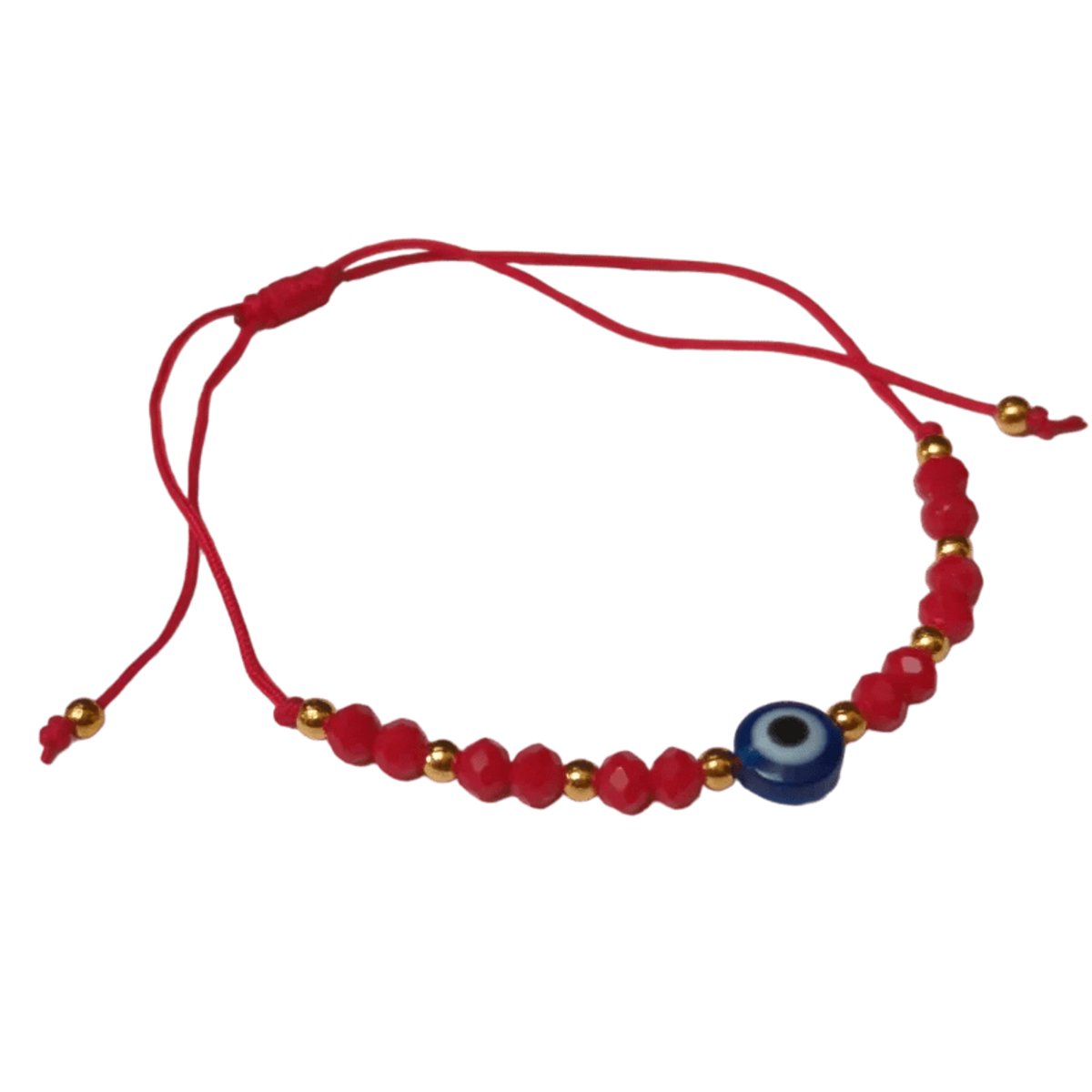 Aramat Jewels | Armbanden | Verstelbare Boze Oog touw Armbandje | Rood | |2mm | Metaal | Kinderen, Volwassenen | Verkleurd niet