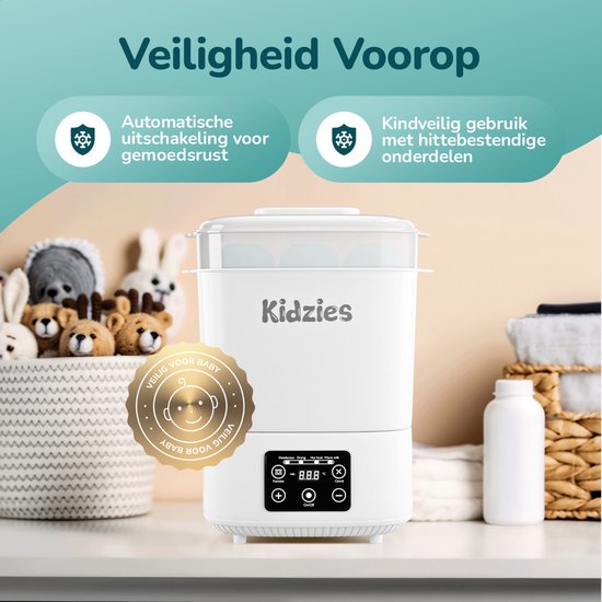 Kidzies® 3-in-1 Flessen sterilisator - Elektrisch - Droger - Flessenborstel - Flessenreiniger van Kidzies® — afbeelding 2