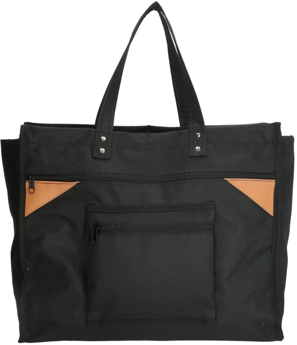 Stevige Boodschappentas Basic - Breed - Zwart - Boodschappentas Canvas