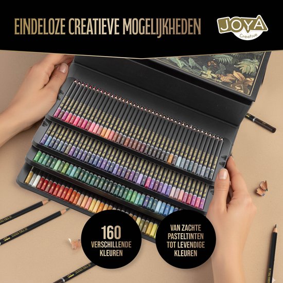 Nassau Fine Art Professional Set de 160 Crayons de couleur – Ensemble de dessin Couleurs riches et éclatantes – Crayons de couleur numérotés et codés par couleur – Comprend une feuille de test de couleur – Boîte de rangement robuste