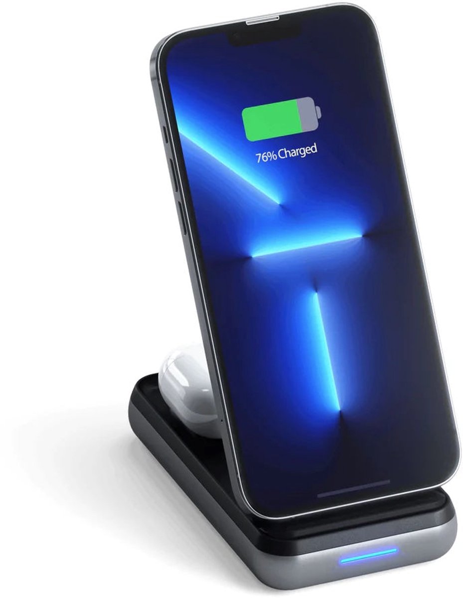 Satechi Duo Wireless Charger Stand met powerbank - draadloos opladen - Grijs