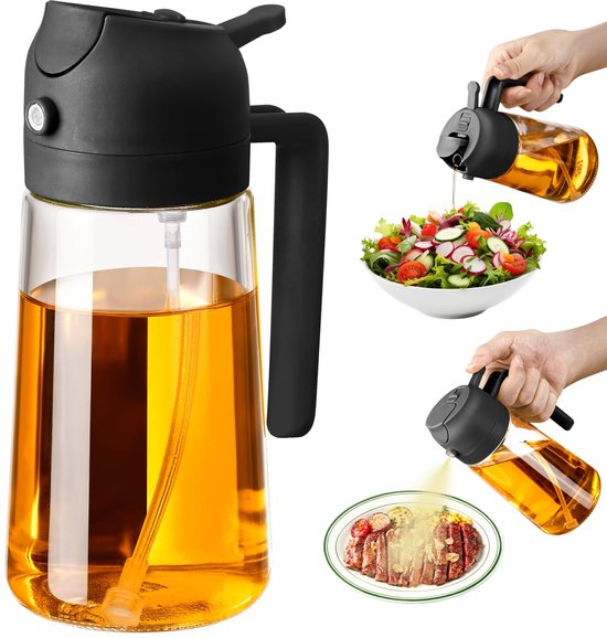 IBILI Oil dispenser, pump spray, 180 ml, glass container, ideal for air fryers and healthy cooking
