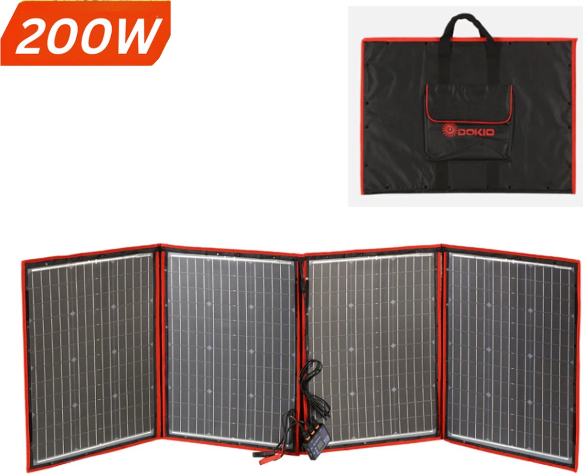 LooMar Zonnepanelen Compleet Pakket 200W - Opvouwbare Zonnepaneel Set - Zonnepaneel Camper Draagbaar & Compact