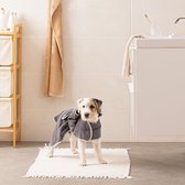 HOMELEVEL hondenbadjas van zachte badstof - Absorberende hondenhanddoek van katoen met klittenband - Maat S in antraciet