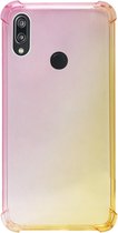 ADEL Siliconen Back Cover Softcase Hoesje Geschikt voor Huawei Y7 (2019) - Kleurovergang Roze Geel