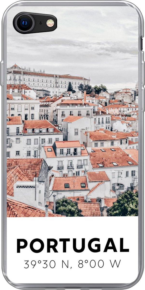 Geschikt voor iPhone 7 hoesje - Portugal - Europa - Rood - Skyline - Siliconen Telefoonhoesje