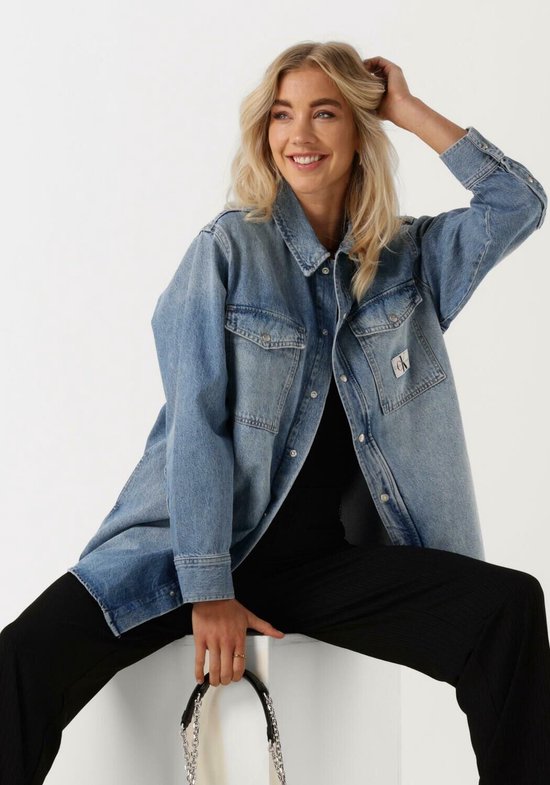 Calvin Klein Utility Shirt Jacket Jassen Dames - Zomerjas - Blauw - Maat XL  | bol.com