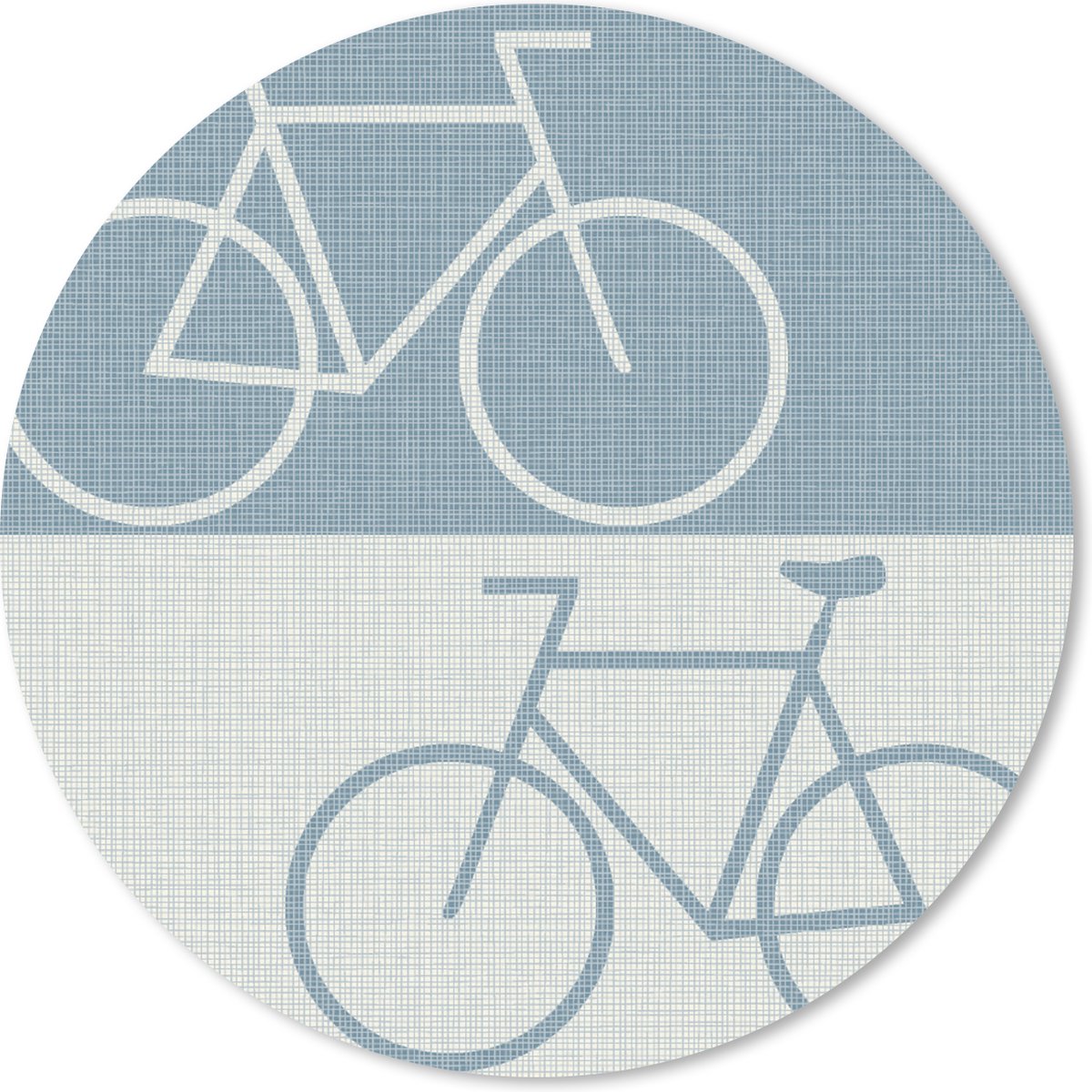 Muismat rond 20x20 cm - Mousepad Fiets - Blauw - Patroon - Ronde muismatten