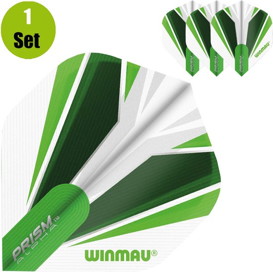 Winmau Prism Alpha White & Green - Dart Flights van Merkloos — afbeelding 2