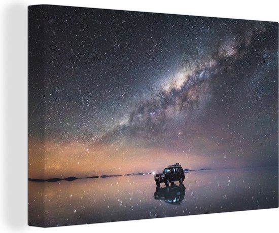 Canvas Schilderij Donkere sterrenhemel in Bolivia - 30x20 cm - Wanddecoratie