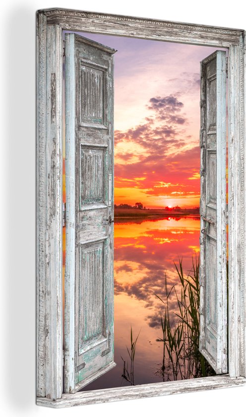 Tableau Peinture Paysage - Coucher de Soleil - Water - Transparent - 80x120 cm - Décoration murale