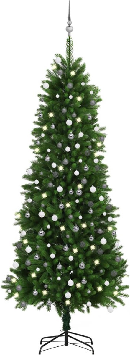 Prolenta Premium - Kunstkerstboom met LED's en kerstballen 240 cm groen