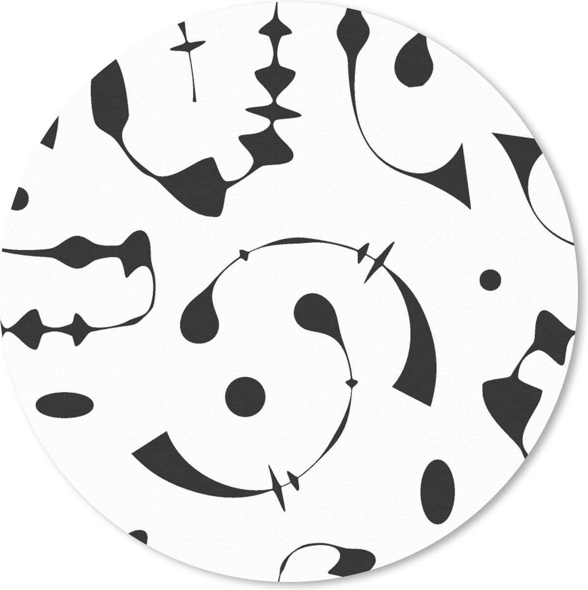 Muismat rond 20x20 cm - Mousepad Line Art - Abstract - Zwart Wit - Patroon - Ronde muismatten