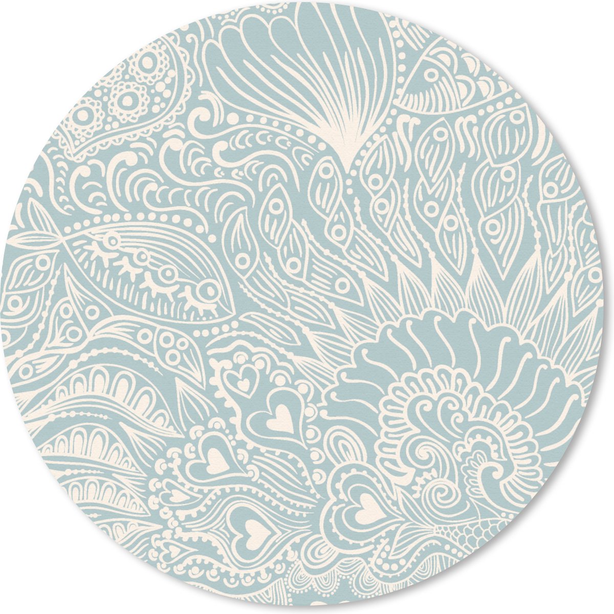 Muismat rond 20x20 cm - Mousepad Koraal - Hart - Zeewier - Vis - Patroon - Ronde muismatten