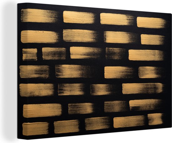 Canvas Schilderij Goud gekleurde strepen op zwart papier - 30x20 cm - Wanddecoratie
