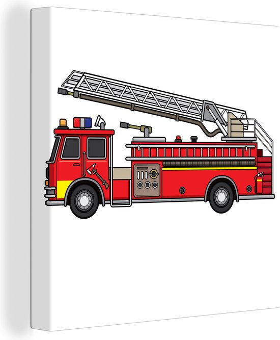 Illustration pour enfants de pompier 90x90 cm - Tirage photo sur toile  (Décoration... | bol.com