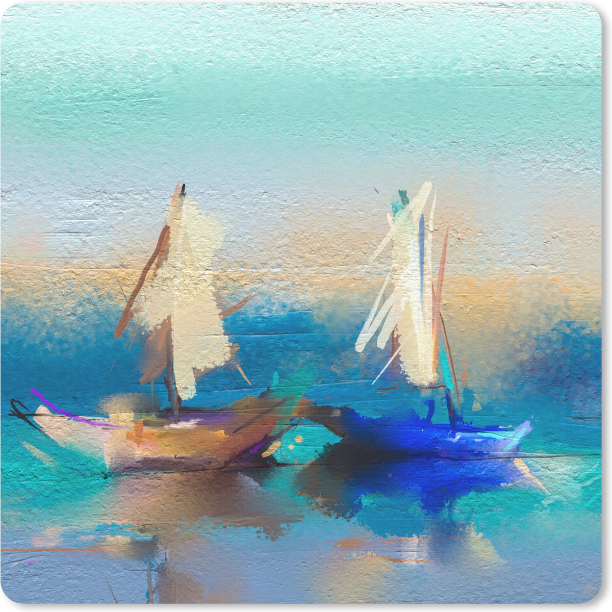 Muismat 30x30 cm - Mousepad Schilderij - Olieverf - Boot - Abstract - Muismatten