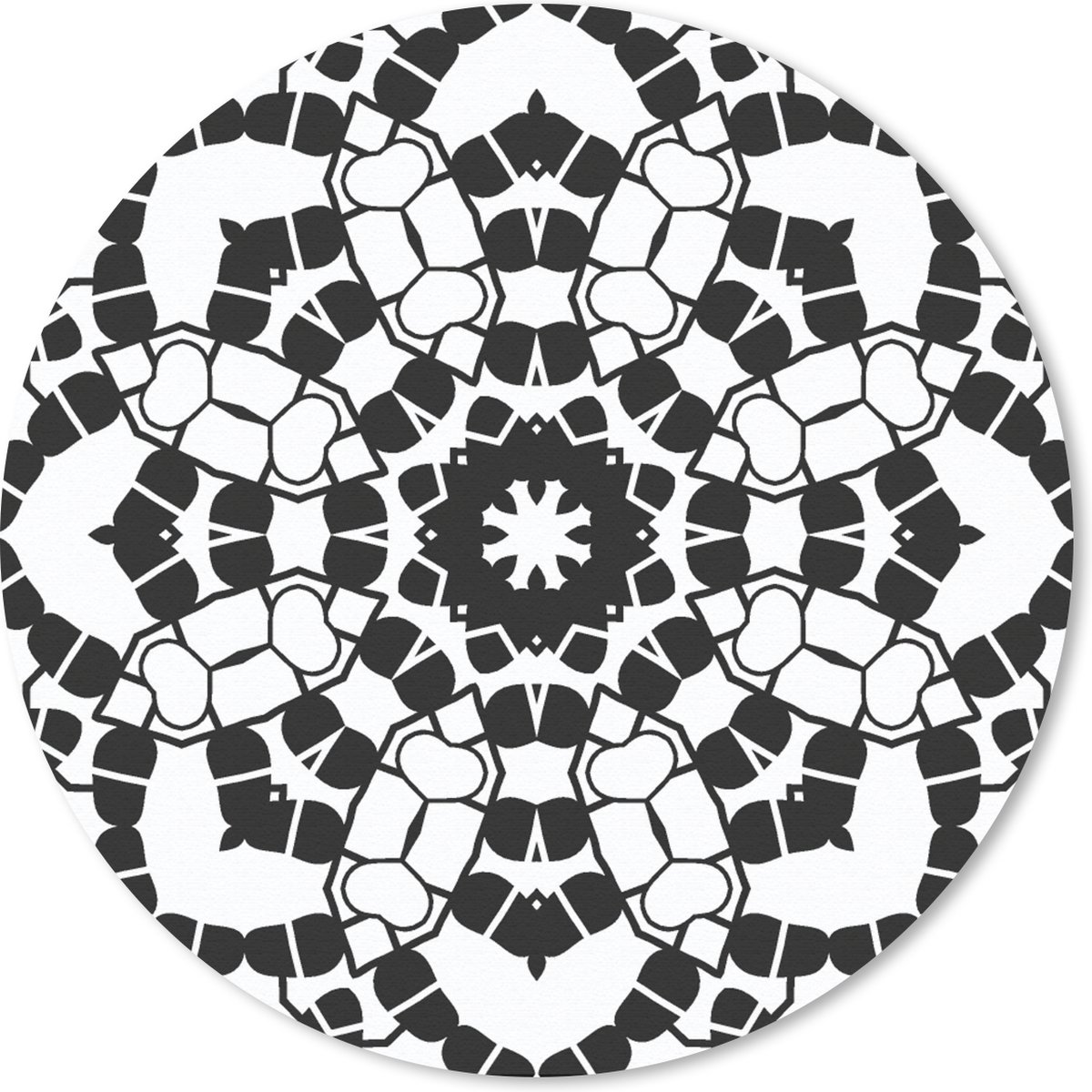 Muismat rond 30x30 cm - Mousepad Mandala - Zwart Wit - Patronen - Ronde muismatten