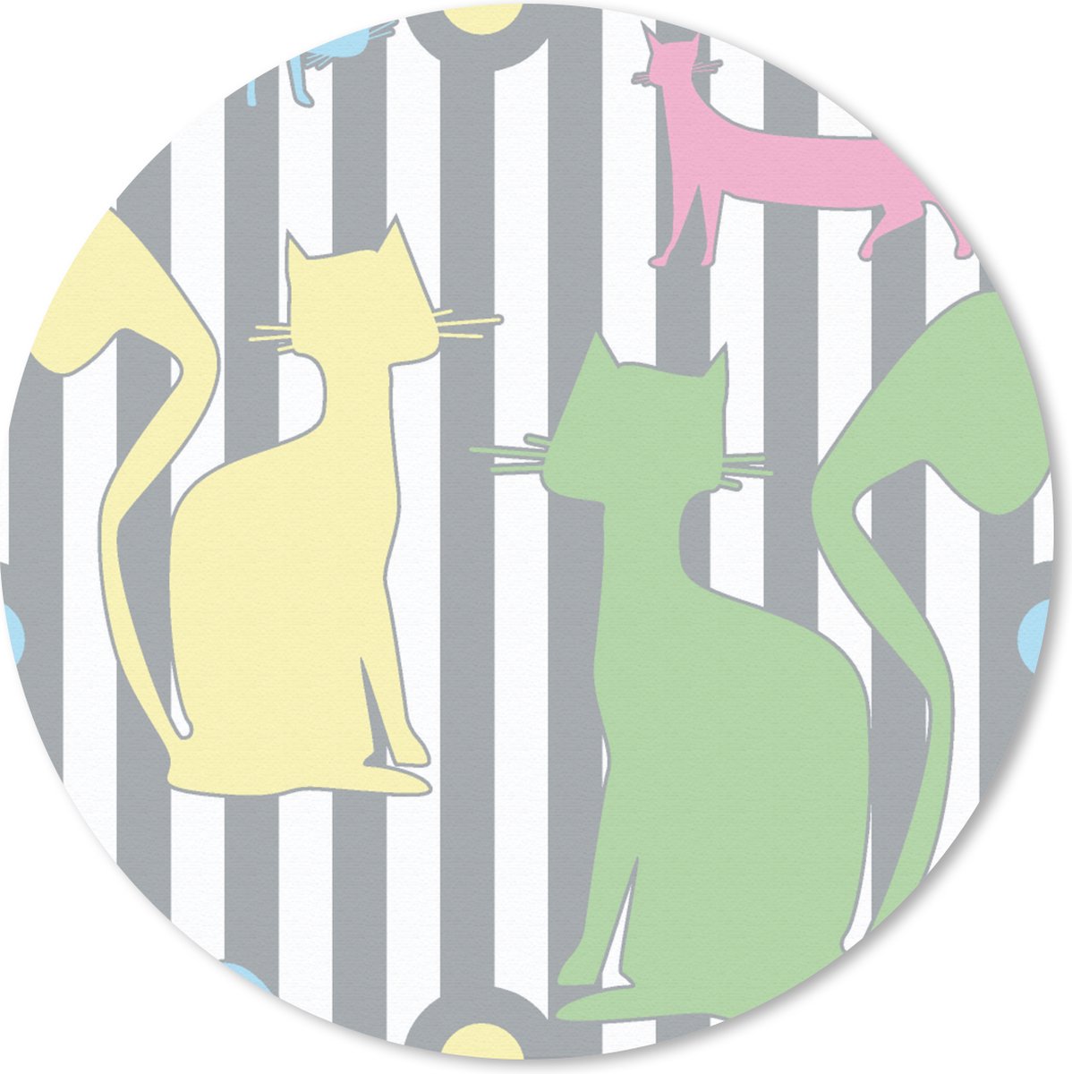 Muismat rond 20x20 cm - Mousepad Katten - Pastel - Dieren - Ronde muismatten
