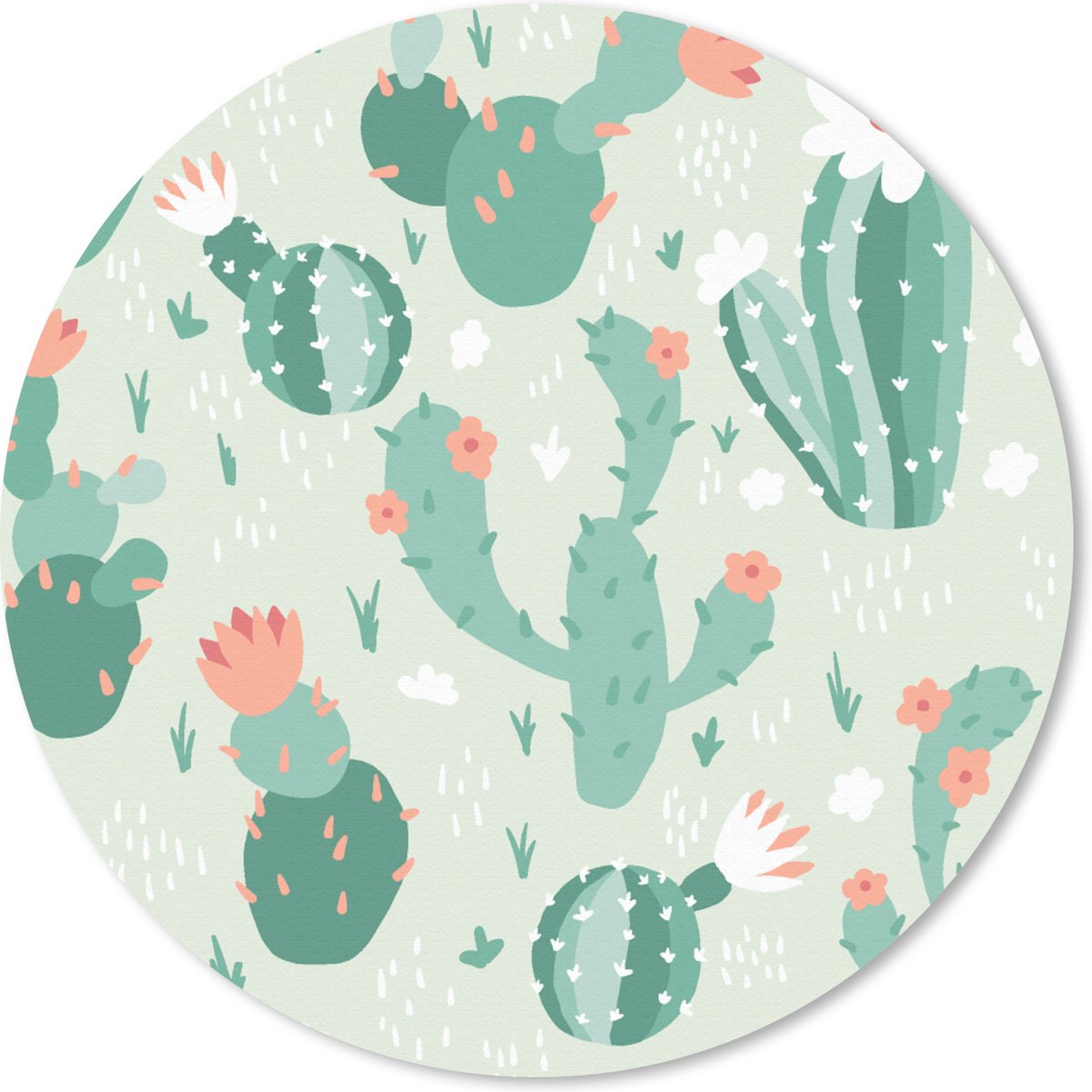 Muismat rond 30x30 cm - Mousepad Cactus - Patronen - Bloem - Ronde muismatten