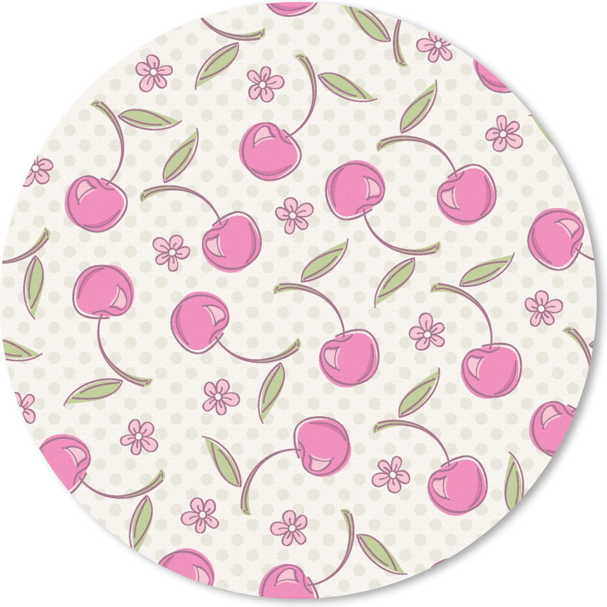 Muismat rond 30x30 cm - Mousepad Kersen - Bloemen - Stippen - Patronen - Ronde muismatten