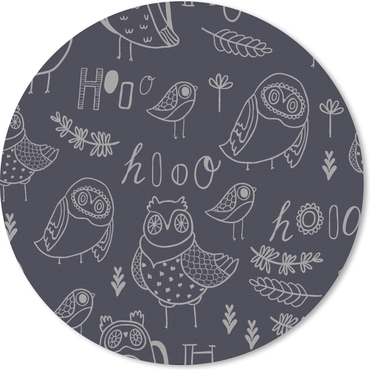 Muismat rond 40x40 cm - Mousepad Patronen - Vogel - Uil - Ronde muismatten