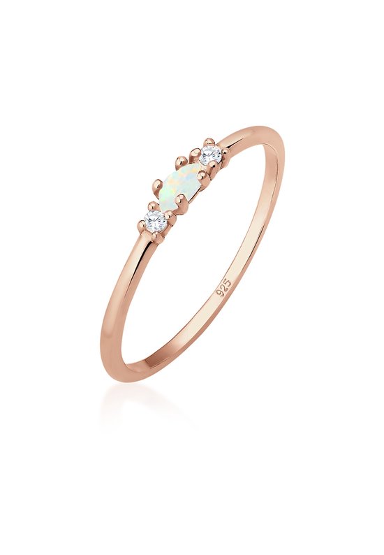 Elli Women's Lady Ring 925 Silver 1 Opal 50 Roségoud 32020168