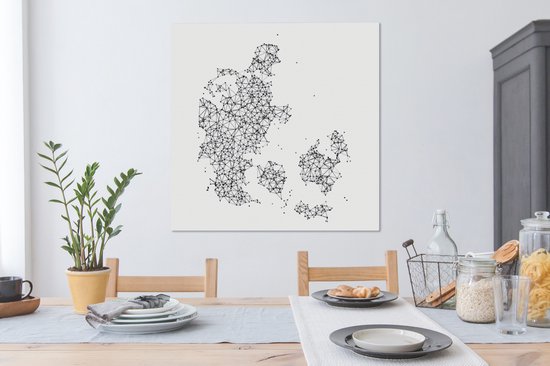 Une illustration noir et blanc du Danemark avec toile à rayures 90x90 cm - Tirage photo sur toile (Décoration murale salon / chambre)
