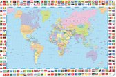 Bureau onderlegger - Muismat - Bureau mat - Wereld - Kaart - Vlag - Kleuren - 60x40 cm