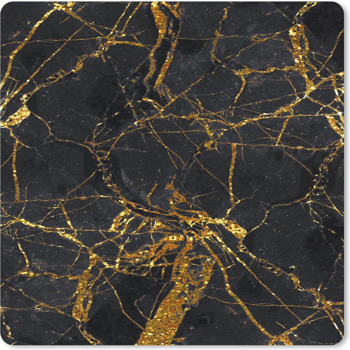 Muismat 30x30 cm - Mousepad Marmer - Goud - Zwart - Glitter - Muismatten