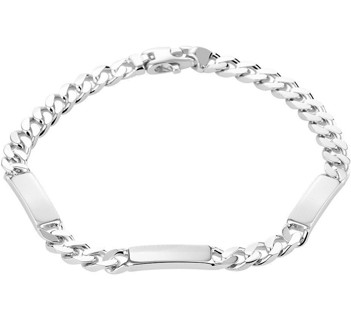 Zilver Gerhodineerde Graveerarmband plaat 5 1332224 19 cm