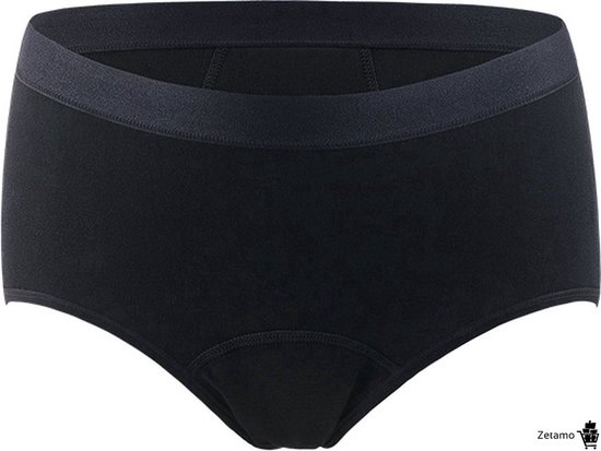 Zetamo Menstruatie Ondergoed - Menstruatie slip - 4-laags ondergoed- Hoge Taille - High Waist - Corrigerend Slip - Maat S - Zwarte ondergoed - Zwarte slip - Period Underwear - menstruatie - menstruatie onderbroekje