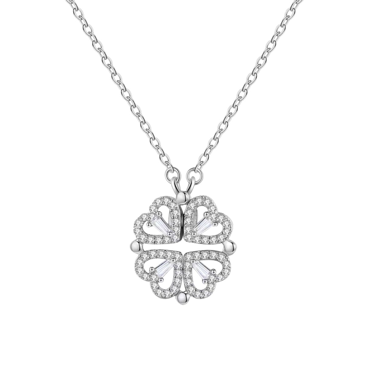 Klavertje vier - Ketting - Ketting Dames - Ketting Hartje - Klavertje Vier Ketting - Ketting met hanger - Cadeau voor Valentijn - Cadeautjes voor vriendin - Zilver 925